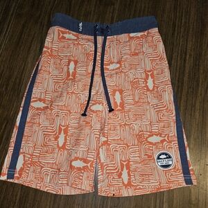 Salt Life Kids Orange and Navy Swim Trunks